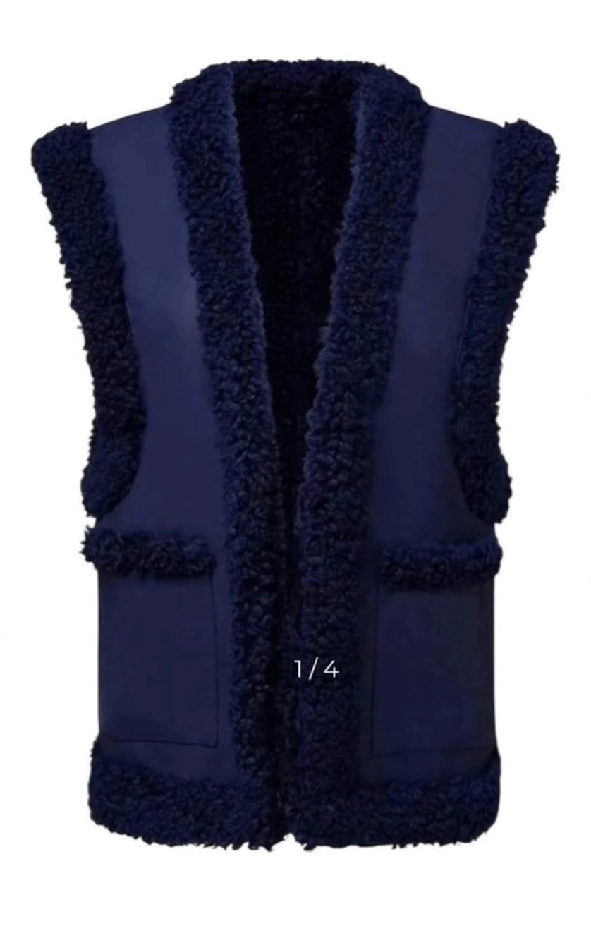 Women’s Reversible Curly Sherpa Vegan Leather Vest